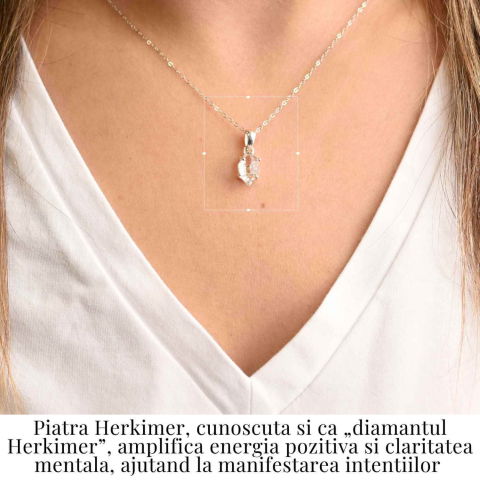 Colier Argint 925 cu Cristal Herkimer – Lumina Interioara si Claritate Divina [1]