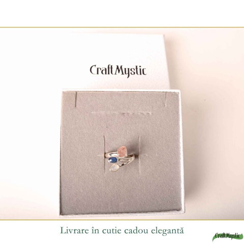 Inel Argint 925 cu Turmalina Neagra, Herkimer si Cuart Rutilat – Protectie si Claritate [5]