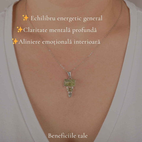 Colier Argint 925 cu Triplu Kianit Verde – Echilibru si Claritate Interioara [2]
