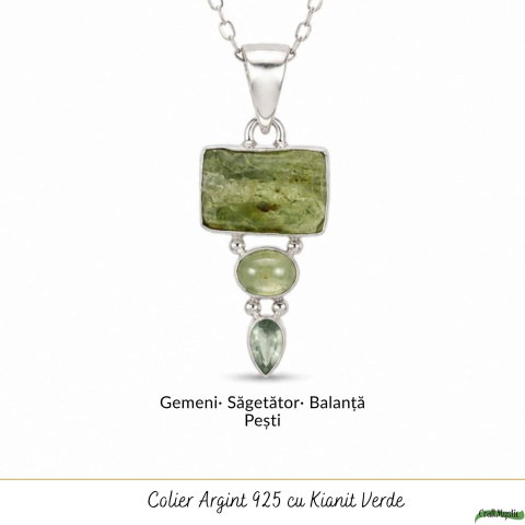 Colier Argint 925 cu Triplu Kianit Verde – Echilibru si Claritate Interioara [4]