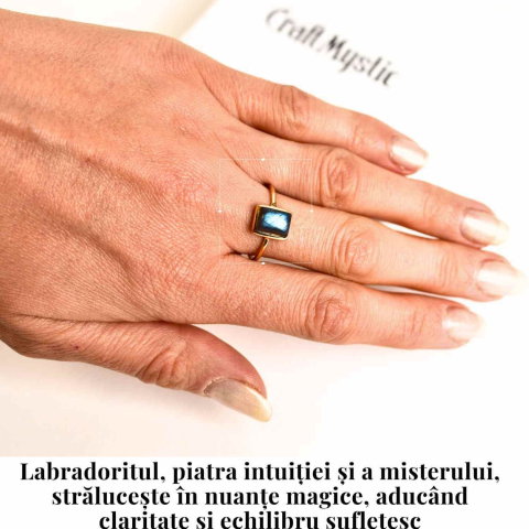 Inel Argint 925 placat cu aur 18K cu Labradorit – Claritate si Protectie Energetica [1]