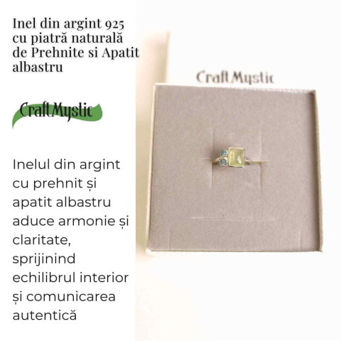 Inel Argint 925 cu Prehnite si Apatit Albastru – Claritate si Armonie Interioara [2]