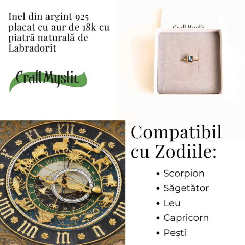 Inel Argint 925 placat cu aur 18K cu Labradorit – Claritate si Protectie Energetica [3]