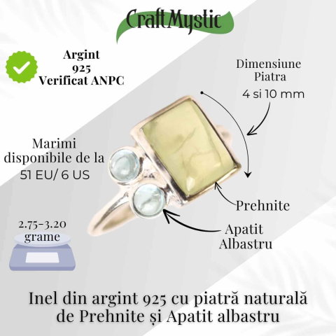 Inel Argint 925 cu Prehnite si Apatit Albastru – Claritate si Armonie Interioara [4]