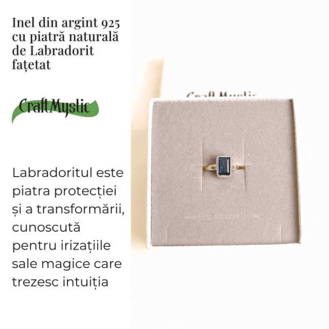 Inel Argint 925 cu Labradorit fatetat  forma Dreptunghi – Claritate si Protectie [2]