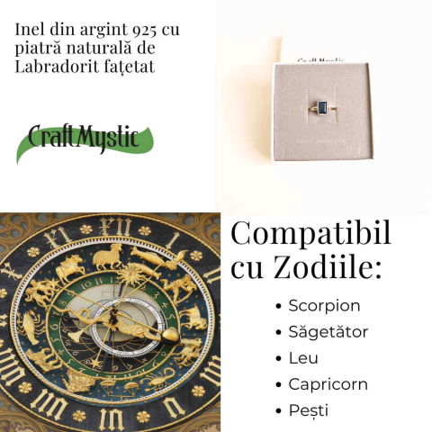 Inel Argint 925 cu Labradorit fatetat  forma Dreptunghi – Claritate si Protectie [3]