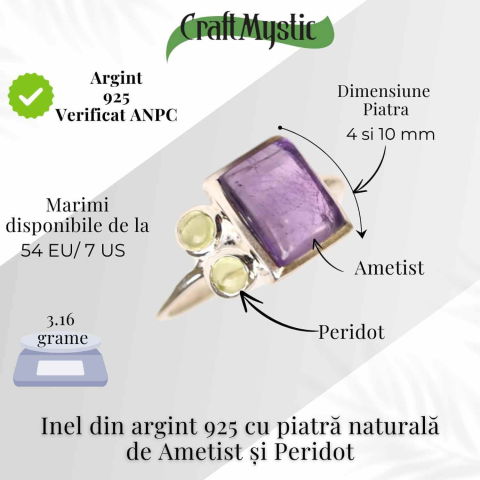 Inel argint 925 cu Ametist si Peridot – Echilibru si Vitalitate [4]