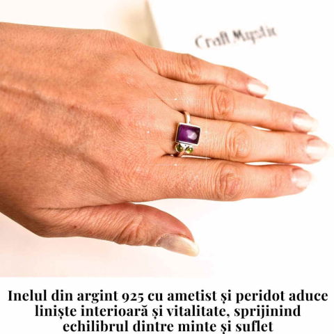 Inel argint 925 cu Ametist si Peridot – Echilibru si Vitalitate [1]