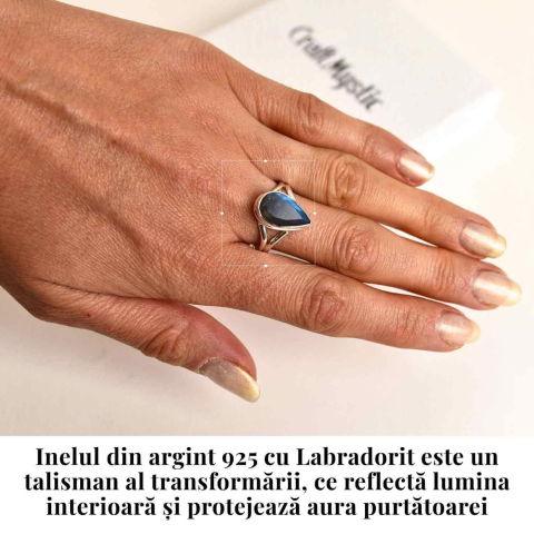 Inel Argint 925 cu Labradorit fatetat froma Lacrima – Vindecare si Intuitie [1]