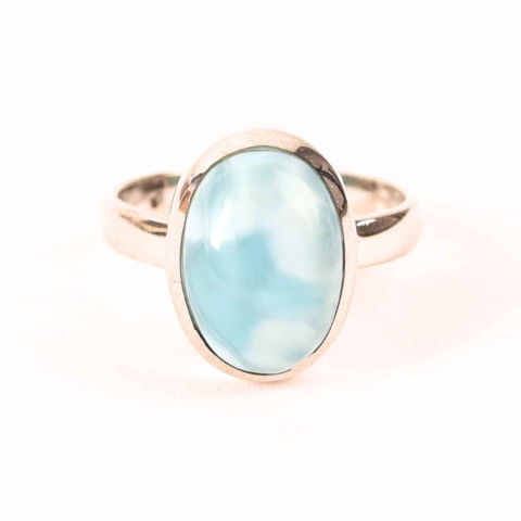 Tip Cristal - Inel Argint 925 cu Larimar Oval – Echilibru si Liniste Interioara