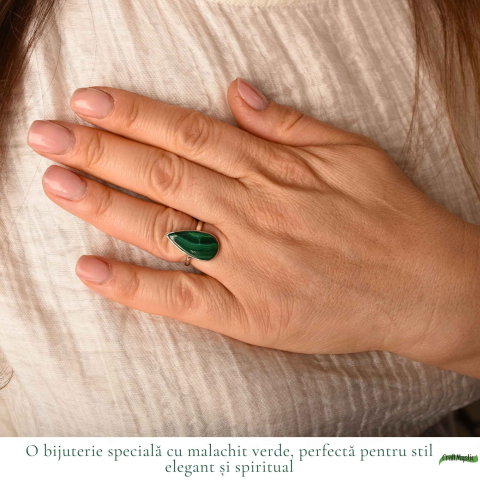 Inel Argint 925 cu Malachit Lacrima – Protectie si Feminitate Eleganta [1]