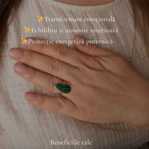 Inel Argint 925 cu Malachit Lacrima – Protectie si Feminitate Eleganta [2]