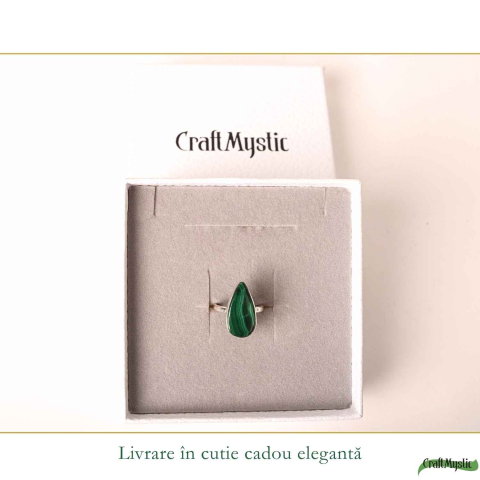 Inel Argint 925 cu Malachit Lacrima – Protectie si Feminitate Eleganta [5]