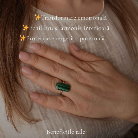 Inel Argint 925 cu Malachit Dreptunghi – Protectie si Eleganta Naturala [2]