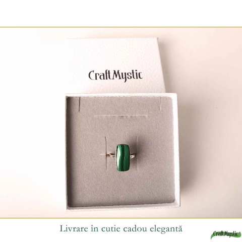 Inel Argint 925 cu Malachit Dreptunghi – Protectie si Eleganta Naturala [5]