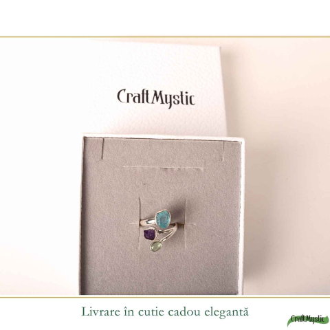 Inel Argint 925 cu Apatit, Ametist si Kianit Verde – Echilibru si Claritate [5]