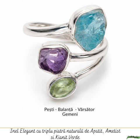 Inel Argint 925 cu Apatit, Ametist si Kianit Verde – Echilibru si Claritate [4]