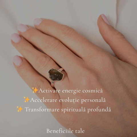 Inel Argint 925 cu Moldavit Natural Brut, M6.5/53 – Activare Chakre si Vindecare Energetica [2]