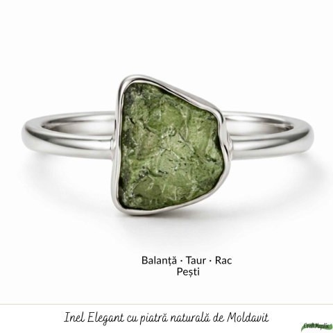 Inel din Argint 925 cu Moldavit Natural Brut, M7/54 – Energie Inalta si Aliniere Interioara [4]