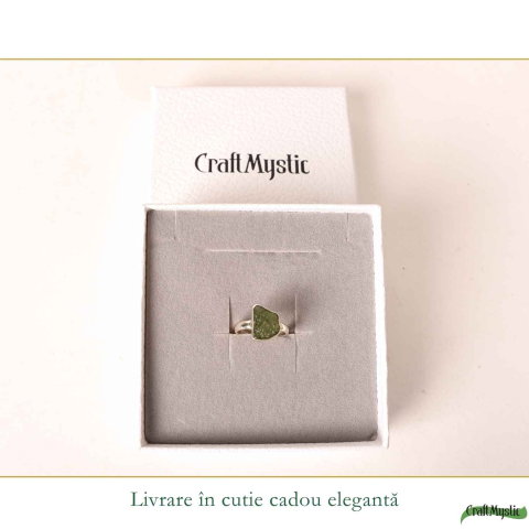 Inel din Argint 925 cu Moldavit Natural Brut, M7/54 – Energie Inalta si Aliniere Interioara [5]