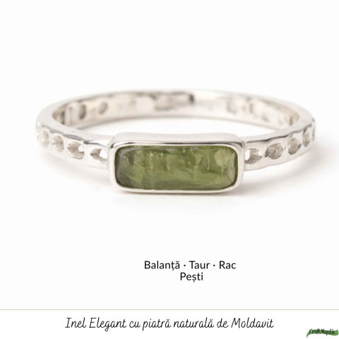 Inel Argint 925 cu Moldavit Brut Dreptunghiular – Claritate si Transformare [4]