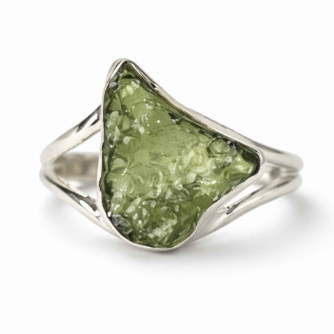 Moldavit - Inel Argint 925 cu Moldavit Natural Brut, M8/57– Energie Inalta si Transformare Spirituala