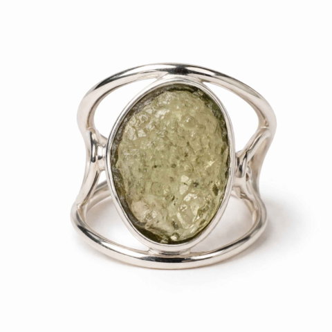 Bijuterii Semiprețioase - Inel Argint 925 cu Moldavit Brut Floare – Transformare si Energie