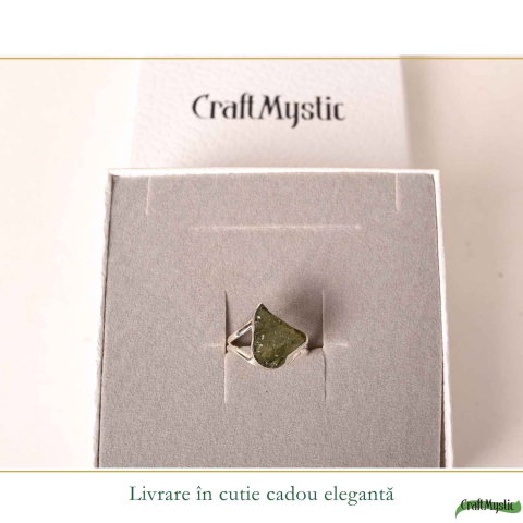 Inel Argint 925 cu Moldavit Natural Brut, M8/57– Energie Inalta si Transformare Spirituala [5]