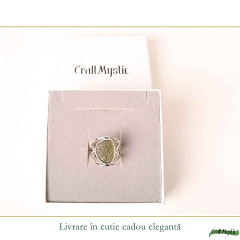 Inel Argint 925 cu Moldavit Brut Floare – Transformare si Energie [5]