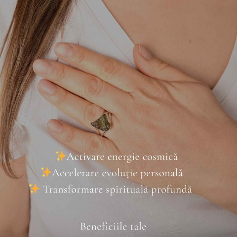 Inel Argint 925 cu Moldavit Natural Brut, M8/57– Energie Inalta si Transformare Spirituala [2]