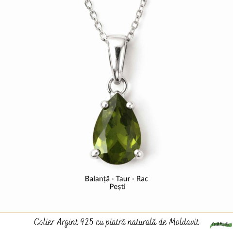 Colier Argint 925 cu Moldavit Fatetat Lacrima – Transformare si Claritate Interioara [4]