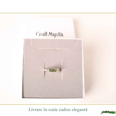 Inel Argint 925 cu Moldavit Brut Dreptunghiular – Claritate si Transformare [5]