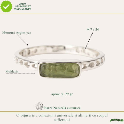 Inel Argint 925 cu Moldavit Brut Dreptunghiular – Claritate si Transformare [3]