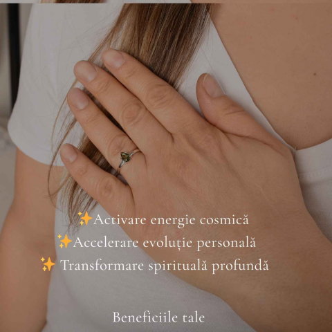 Inel Argint 925 cu Moldavit Fatetat Lacrima – Claritate si Transformare [2]