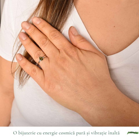 Inel Argint 925 cu Moldavit Fatetat Lacrima – Claritate si Transformare [1]