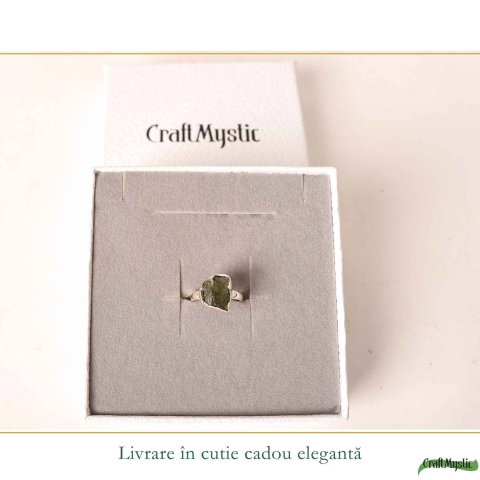 Inel Argint 925 cu Moldavit Natural, M5/49 – Energie Cosmica si Transformare Spirituala [5]
