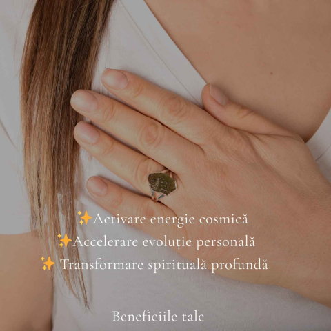 Inel din Argint 925 cu Piatra Naturala Moldavit, M8/57 – Protectie si Evolutie Interioara [2]