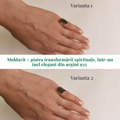 Inel argint 925 cu Moldavit natural brut – Bijuterie unica, piatra transformarii [1]