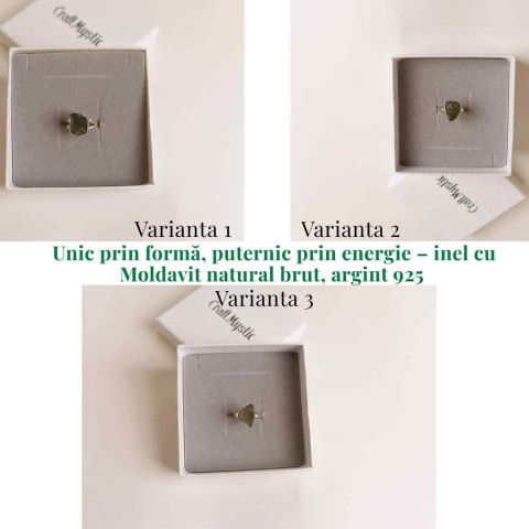 Inel argint 925 cu Moldavit natural brut Marime 55-56 (EU) / 8 (US) – Piatra transformarii spirituale - Copie [3]