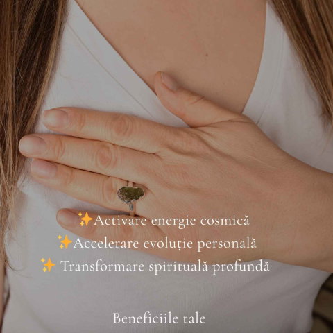 Inel din Argint 925 cu Moldavit Verde, M9/59 – Piatra Transformarii si Vindecarii Profunde [2]