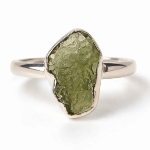 Vindecare Emotionala - Inel Argint 925 cu Moldavit Natural, M10/61 – Claritate, Intuitie si Conexiune Universala