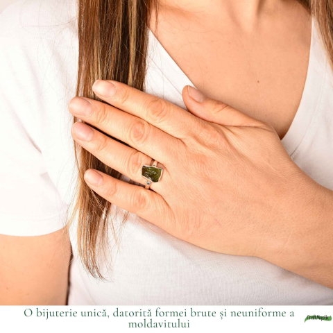 Inel Argint 925 cu Moldavit Natural, M10/61 – Claritate, Intuitie si Conexiune Universala [1]