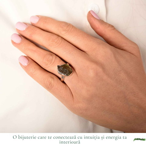 Inel Argint 925 cu Moldavit Autentic, M6/52 – Energie Puternica si Crestere Spirituala [1]