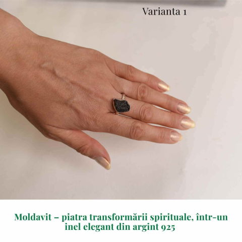 Inel argint 925 cu Moldavit natural brut – Bijuterie rara, piatra transformarii [2]