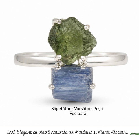 Inel argint 925 cu Moldavit si Kianit albastru, M 6.5/53 – claritate si transformare [4]