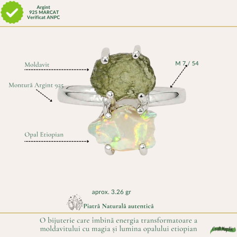 Inel argint 925 cu Moldavit si Opal Etiopian – inspiratie si transformare [3]
