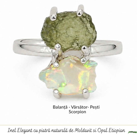 Inel argint 925 cu Moldavit si Opal Etiopian – inspiratie si transformare [4]