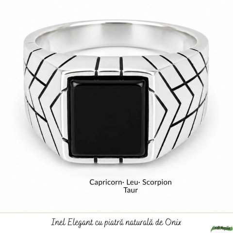 Inel Barbatesc Argint 925 cu Onix Patrat – Protectie si Forta Interioara [4]