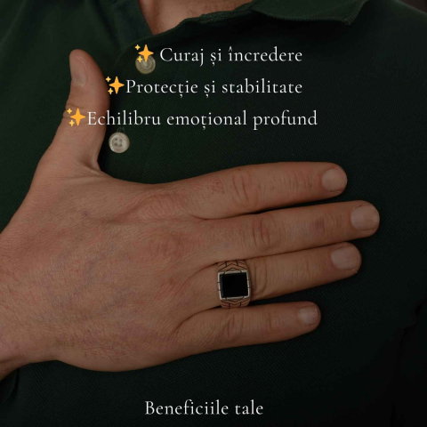 Inel Barbatesc Argint 925 cu Onix Patrat – Protectie si Forta Interioara [2]