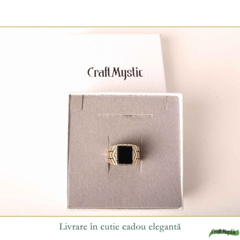 Inel Barbatesc Argint 925 cu Onix Patrat – Protectie si Forta Interioara [5]